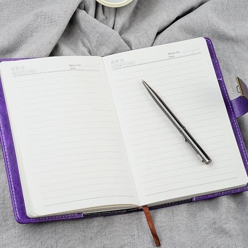 Image of Diary with Lock, A5 PU Leather Journal with lock, 240 Pages, Vintage Lock Journal with Pen & Gift Box, Lockable Diary for Women and Men, 8.6 x 5.8 Inches (Perple)