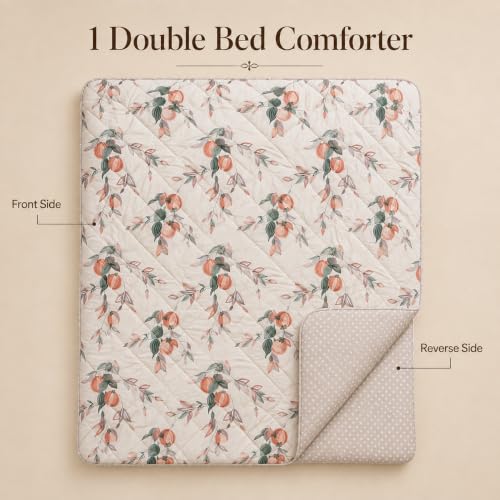 Image of Signature Reversible AC Comforter Set 350 GSM,Soft Microfibre King Size Quilt Blanket for Winter (Sage Leaf Whisper, Double Bed)