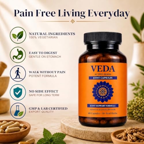 Image of Veda Joint Pain Capsules | Ayurvedic Herbal Formula for Arthritis, Knee & Back Pain | With Guggul & Shallaki | 60 Veg Capsules