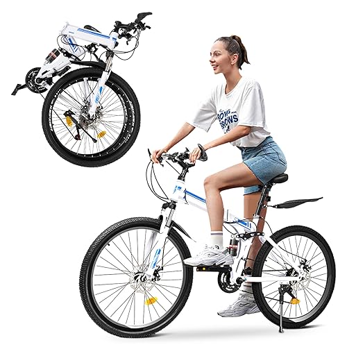 Mountainbike 26 Zoll Klappfahrrad für Erwachsene 21-Gang-Rad mit Doppelt...