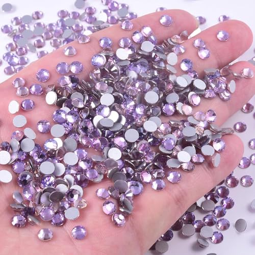 Image of 2880pcs Glass Flatback Rhinestones for Nail Art Crafts, Multi-Size Round Crystal Gems for DIY Decoration 2-4.8mm SS6-20 Air Violet