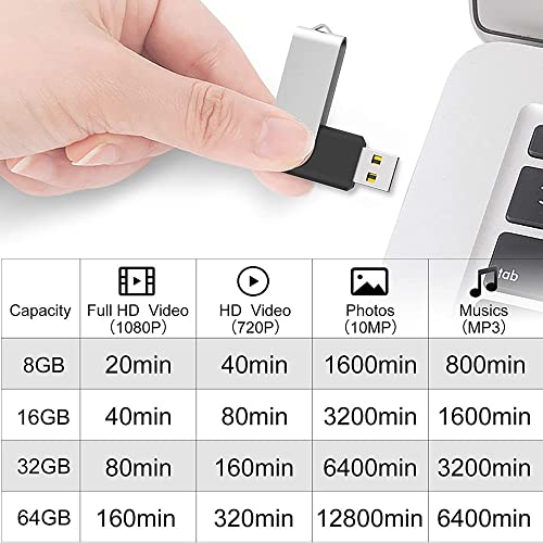 2 Pack 64GB USB Flash Drive USB 2.0 Thumb Drives Jump Drive Fold Storage Memory Stick Swivel Design - Black - Image 4