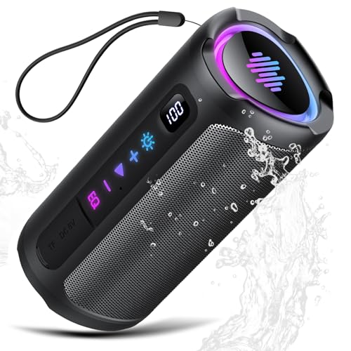 aowoka Enceinte Bluetooth Puissante sans Fil avec Lumière LED, Écran Numérique Haut-Parleur...