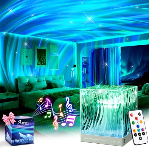 Mubarek Northern Lights for Bedroom,15 White Noise + Bluetooth Galaxy Light Projector,RGB Multi-Color Lamps for Night Stands Home Decor Living Room...