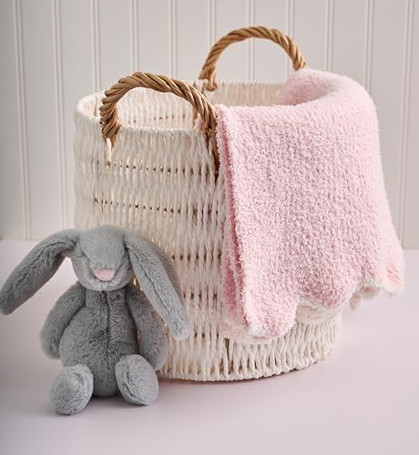 Image of Mud Pie Children's Pink Scallop Chenille Blanket