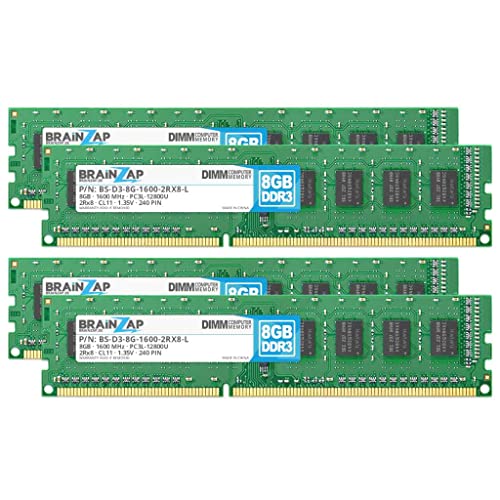 BRAINZAP Memorycity Barrette de mémoire RAM DDR3 DIMM PC3L-12800U 2Rx8 1600 MHz 1,35 V CL11 32 Go Cover