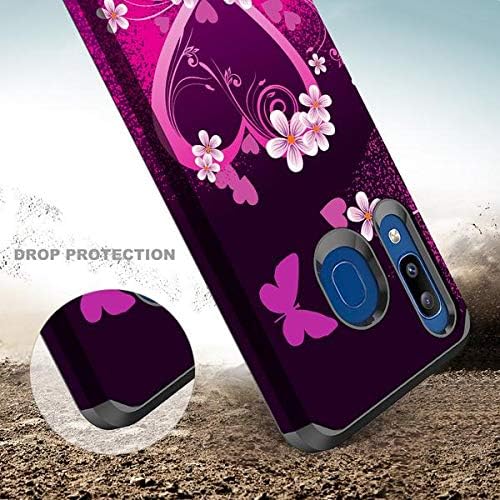 Galaxy A20/A30/A50 Case w[Tempered Glass Screen Protector] Girls Women Silicone Defender Heavy Duty Protective Phone Cover Cases Compatible for Samsung Galaxy A20/A30/A50/A205U - Hot Pink Heart