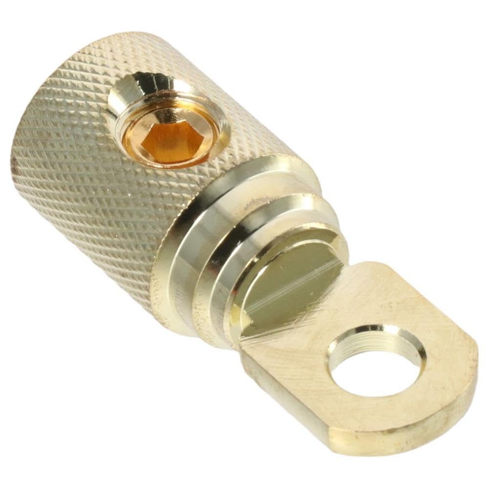 HOBBYIN 0 AWG Gauge Gold Ring Set Screw Battery Ring Terminals,Car Audio Modification Wire Power Supply O-Type Terminal Block Pure Copper Gold-Plated Solderless High-Power Connector