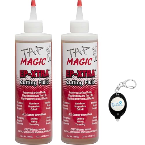 Tap Magic Cutting Fluid 2 Pack 16 oz. EP-Extra Cutting Oil for Drilling Metal Lubricant & Protection Oil On All Metals Including Stainless Steel Bundle with a Lumintrail Keychain