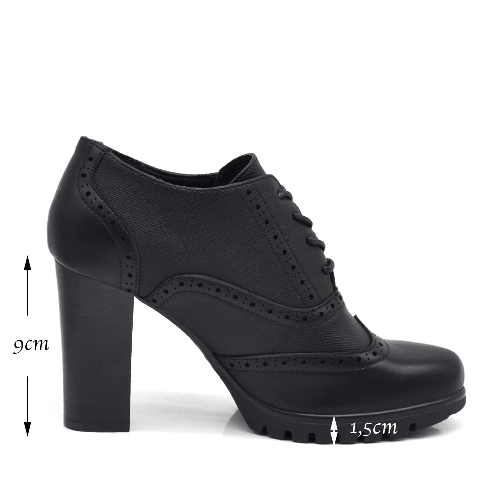 IF Fashion Chaussures Femmes Lacets Francis Broderie Talon Grosse Cuir Synthétique IF146, 2183