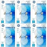 GE Lighting 23091 60-Watt Candelabra Base 600-Lumen G16.5 Globe Light Bulb, Crystal Clear (‎12 Bulb)