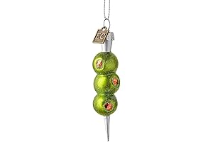 3.5" Green Olive Martini Dirty Cocktail Glass Christmas Ornament