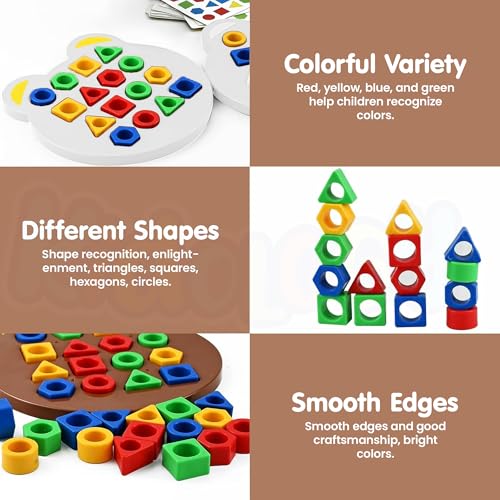Kidology Geometric Shape and Color Matching Puzzle Board Game for Kids 3+ Years | Sensory Educational, Fun and Learning Toy for Children | Ideal for Gifting (Without Bell)