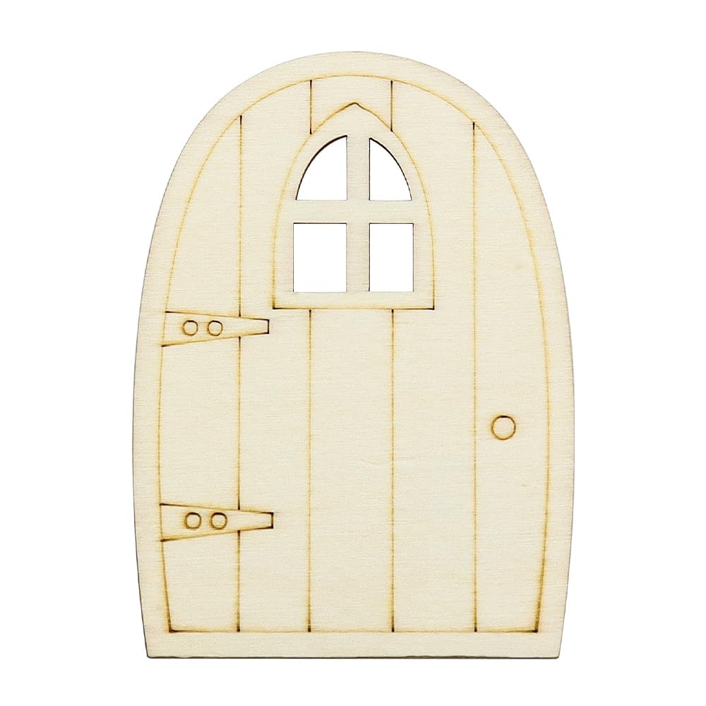 Ieron 40 pcs Fairy Door Craft Kit, Unpainted Wooden Fairy Door, Wooden Fairy Doors for Garden Home Party Decoration - Image 4