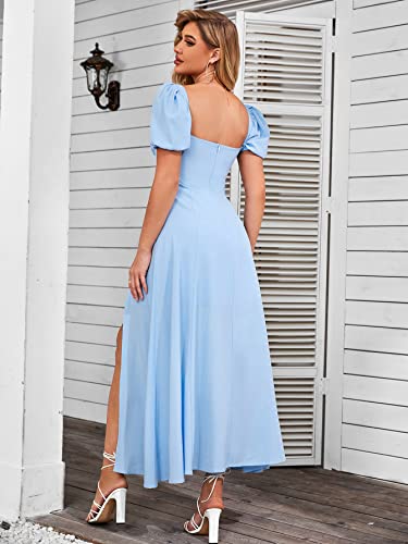Image of KUTUMAI Women Summer Puff Sleeve Off Shoulder Floral Flowy Long Maxi Dress