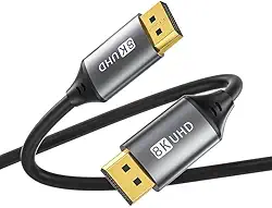 Cabo DisplayPort Premium 1.8 Metros- Versão 1.4 | Suporta 8K | 4K – Compatível com HDR10, Ultra High Speed 32,4Gbps, FreeSync, G-Sync – Alta Velocidade - Blindado - Resistente