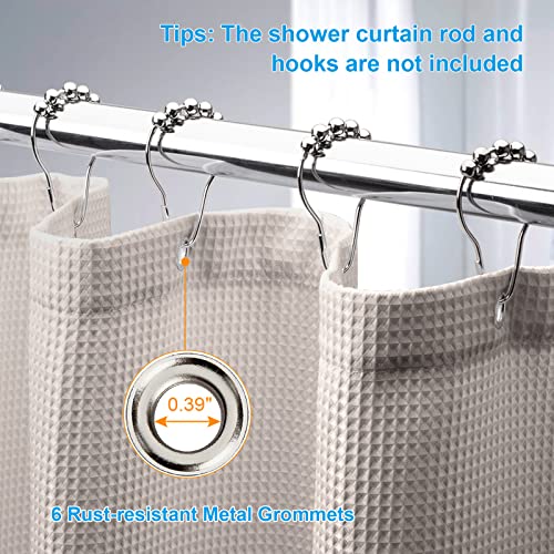 Image of AmazerBath Waffle Shower Curtain Khaki, Stall Shower Curtain Tan, Hotel Quality Fabric Bathroom Shower Curtains, Heavy Duty 240GSM, 36 x 72 Inches