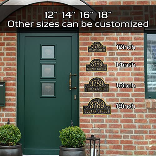 MORIDA Personalized Cast Address Sign House Number Home Address Plaque 12 Inch, Custom Steet House Number Sign, Metal or Acrylic Antique Brass for Outside Vintage