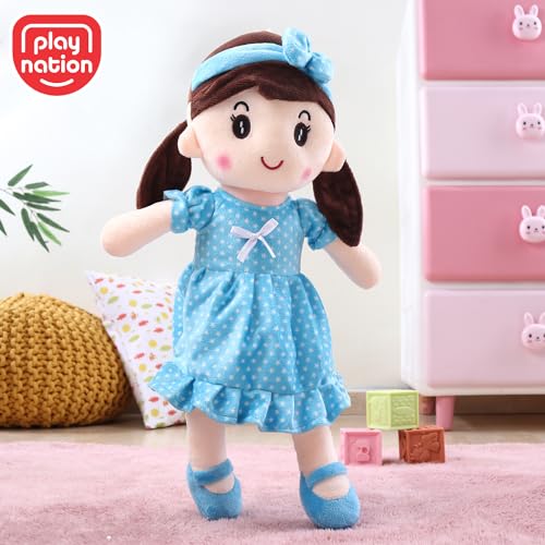 Image of Play Nation Premium Emma Candy Doll | Stuffed Girl Winky Candy Doll | Cuddly Soft Washable Plush Toy | Safe for Kids | BIS Certified | Birthday Gift | 45 cm | 3+ Years (Blue)