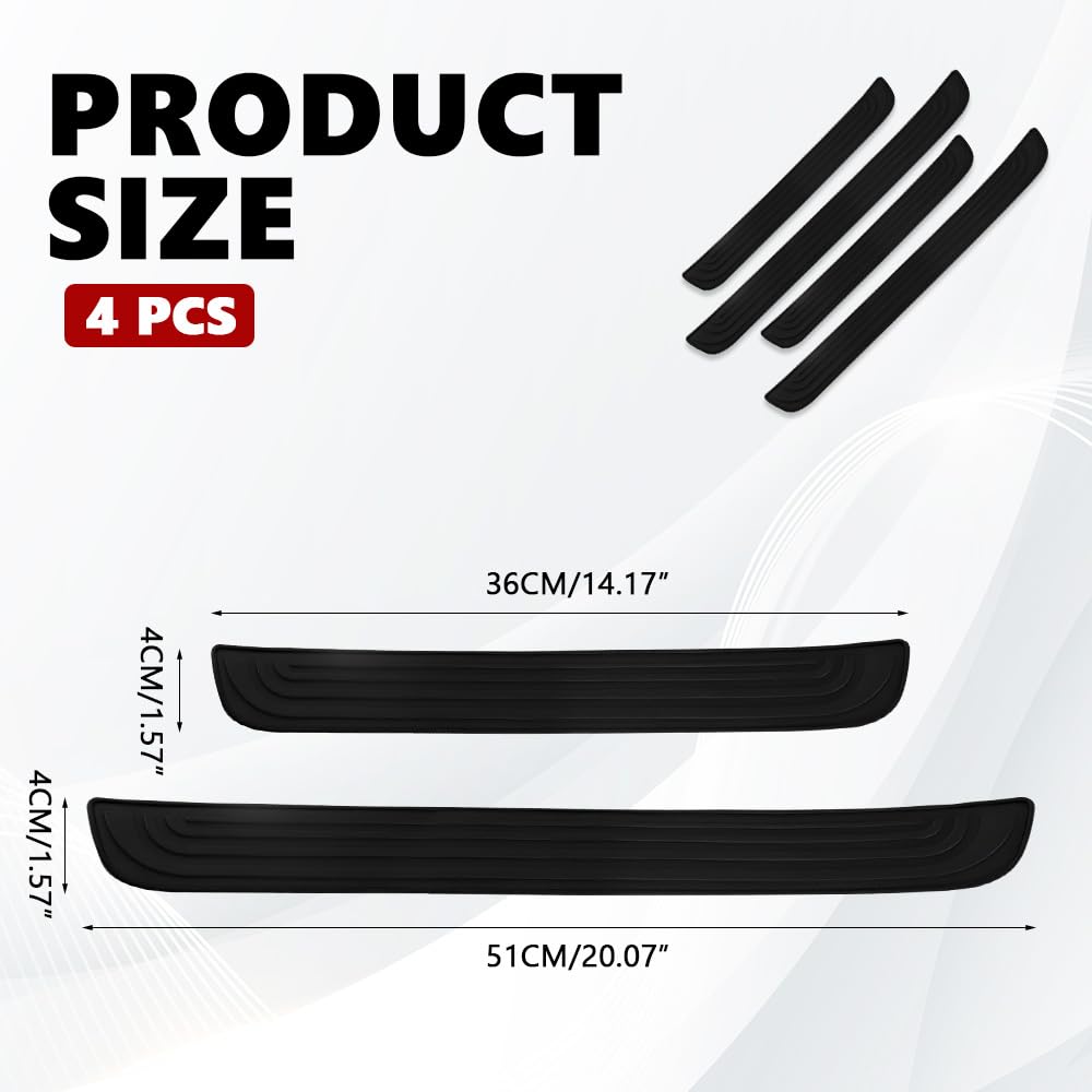 Wogomz 4PCS Car Door Sill Protector, Anti-Scratch Car Door Threshold Protection, Waterproof Automotive Door Edge Step Shield Cover, Universal Vehicle Threshold Cover Strips Sticker (Black)