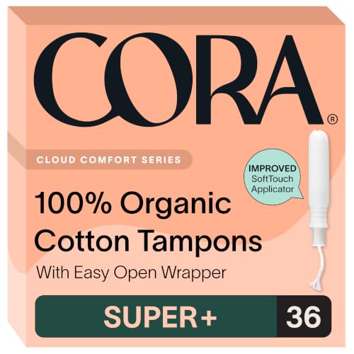 Cora Organic Cotton Tampons (36 Super Plus Tampons)