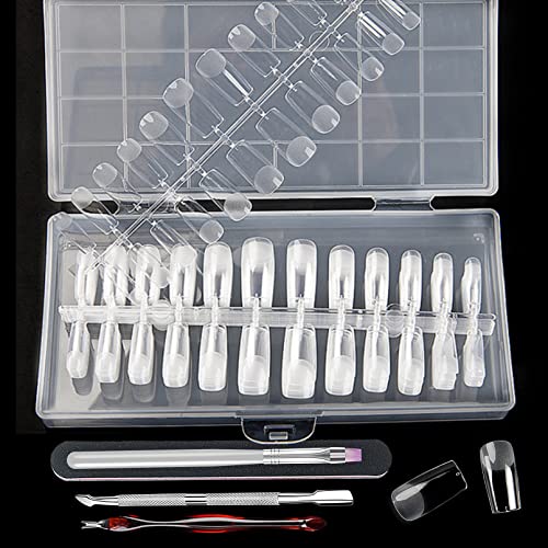 FITDON 240PCS Square Nail Tips, Clear Acrylic False Nail Tips Full Cover Artificial Fake Nails for Nail Salons and DIY Nail Art - Image 3