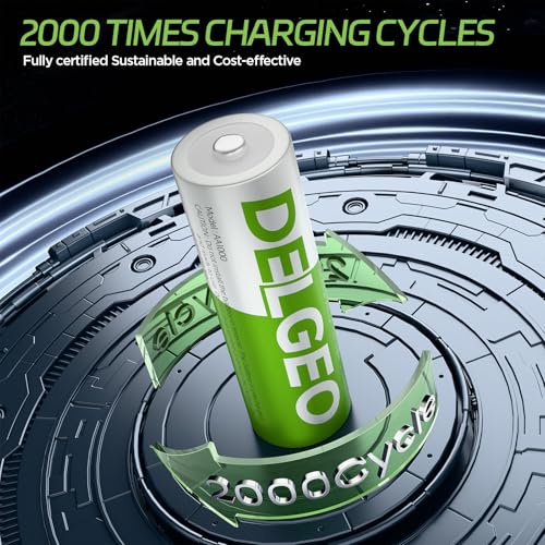 Image of Rechargeable Lithium Batteries AA 8 Pack with Charger, 3600 mWh High Capacity 1.5 V AA Batteries, Long-Lasting Rechargeable Lithium Battery AA with Integrated Charging Storage Box