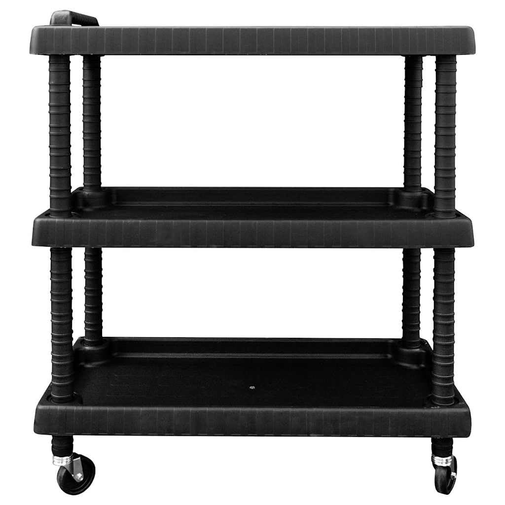 Carro de taller 3 estantes negro 75x37,5x92 cm PP