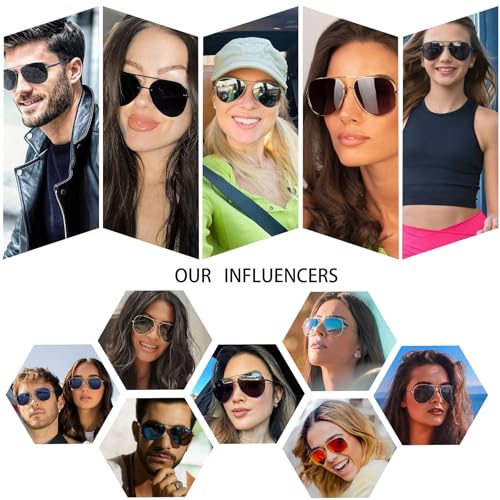 AZorb Polarized Aviator Sunglasses Mirrored Lens Metal Frame for Men Women, 100% UV 400 Protection2