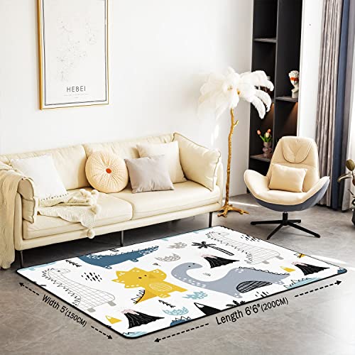 Loussiesd Cartoon Dinosaur Area Rug Cute 3D Digital Print Rugs For Living Room Bedroom Kawaii Jungle Dino Indoor Floor Mat 100 * 150cm - Image 2