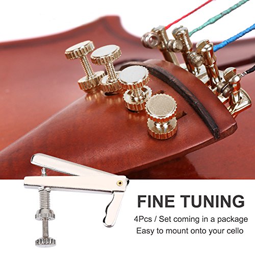 4Pcs/Set Cello String Adjusters, Metal Fine Tuners Cello Replacement Parts for 3/4 4/4