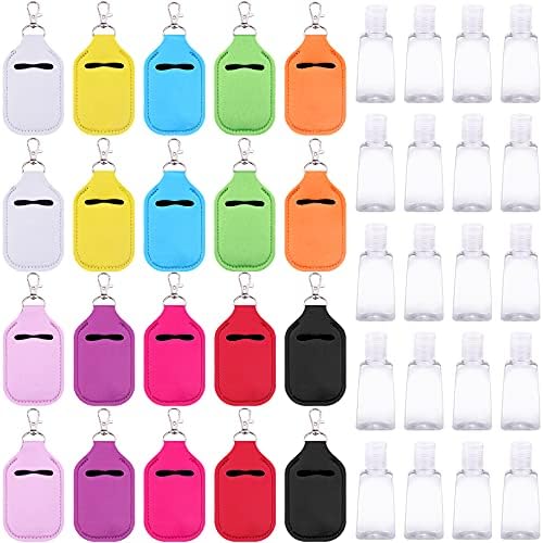 Duufin 40 Pieces Hand Sanitizer Keychain Holders Set