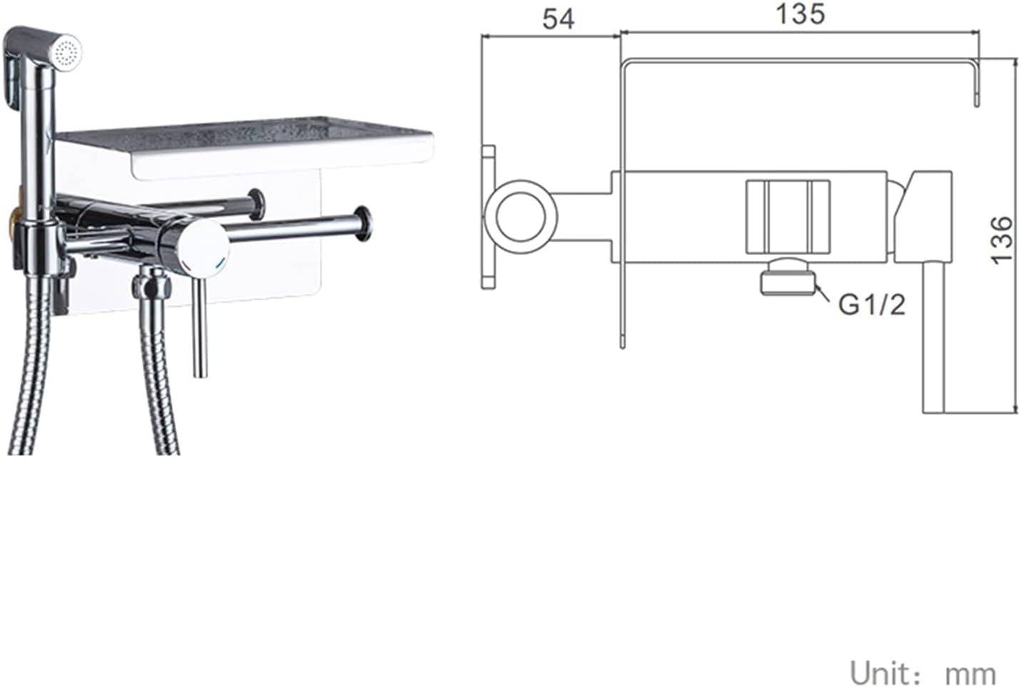 Toilet Bidet Kit with Hand Shower - Chrome Brass Handheld Bidet Sprayer - Hot and Cold Water Shower — view 6