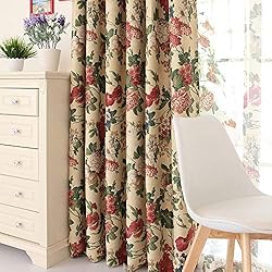 Cortinas Estampadas Flores Vintage Floral Cortinas Opacas,Impresión De Flores Cortinas Oscurecidas De La Habitación Con Grommet Top,Colorido Aislamiento Térmico Cortina Para Salón Dormitorio 1 Panel-Patrón de flores 150x260cm(5