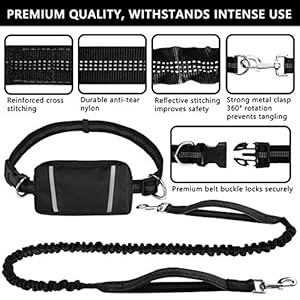   Hands-Free-Dog-Leash-Waist-Leash-for-Dog-Walking-Running-Leash-with-Zipper-Pouch-for-Medium-Large-Dogs-Dual-Handle-and-Retractable-Bungee-Hands-Free-Leash-for-Training-Jogging-Hiking