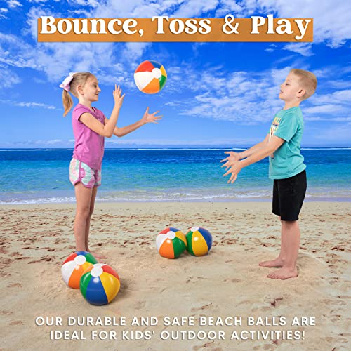 Image of JOYIN 24 Packs 16 inch Inflatable Beach Balls, Large Rainbow Beach Balls Bulk for Pool Parties, Kids and Adults Summer Pool Party Toys, Beach Toys, Party Favors(16'')