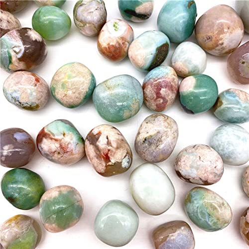 BUSOTH Natural Crystal Rough 1pc Random Natural Green Sakura Agate Tumbled Stone Quartz Crystal Polished Gemstone Specimen Home Decor