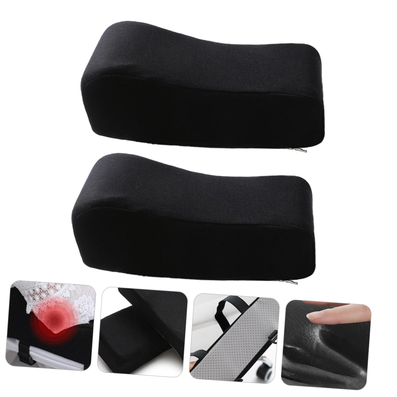 Homoyoyo 2Pcs Coussins d'Accoudoir de Chaise en Mousse à Mémoire de Forme, Déhoussables et Lavables, Élastiques et Confortables pour Soulager la Pression Coudes, Usage Bureau et Gaming
