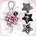 CusDusk Car Black Pink Dice Keychain with Black White Dots, y2k Lucky Fortunate Charm Keyring Decoration for Bag Purse Handbag Backpack