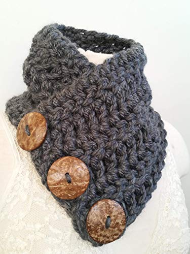 3 Button Chunky Unisex Boston Harbor Scarf Dark Grey3