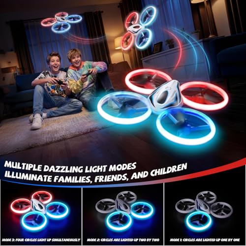 Image of Drone for Kids & Adult, 3 Batteries 24 Min Flight Time, Anti-Collision RC Quadcopter with LED Light, Altitude Hold, Easy to Fly Kids Gifts for Boys & Girls Ages
