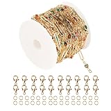 YOUBEIYEE 16.4 Feet Gold Plated Chains for Jewelry Making, Multicolor Rhinestone Paperclip Chain Lin