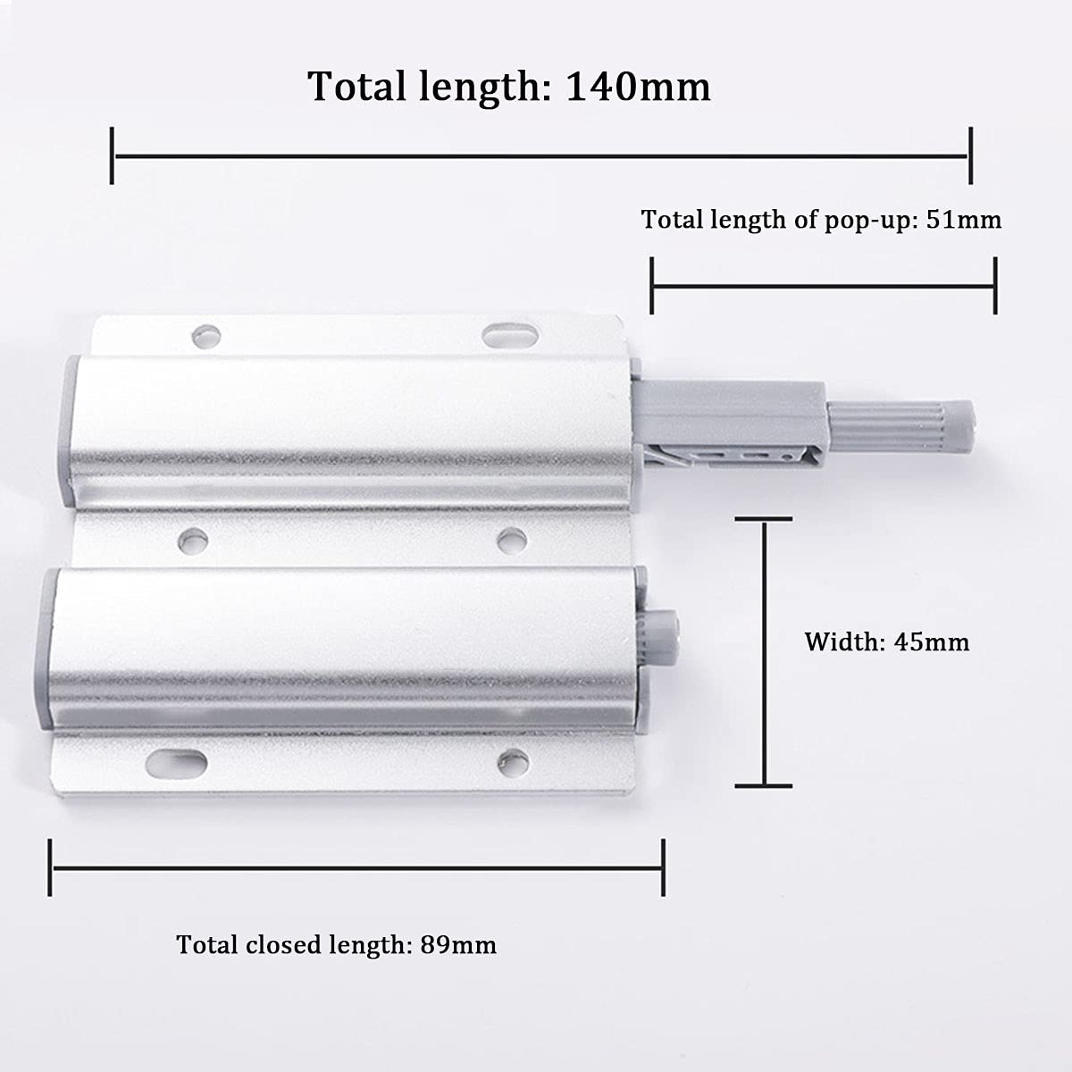 Magnetische deurvergrendeling, magnetische druksluitingen for kast Dubbel openende deur for kastdeursluiting Push Catch Pop Out kasthardware Keukendeur Push Release Latch