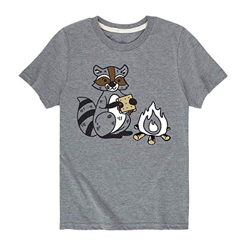 Instant Message - Racoon Eating Smore - Youth Short Sleeve Graphic T-Shirt