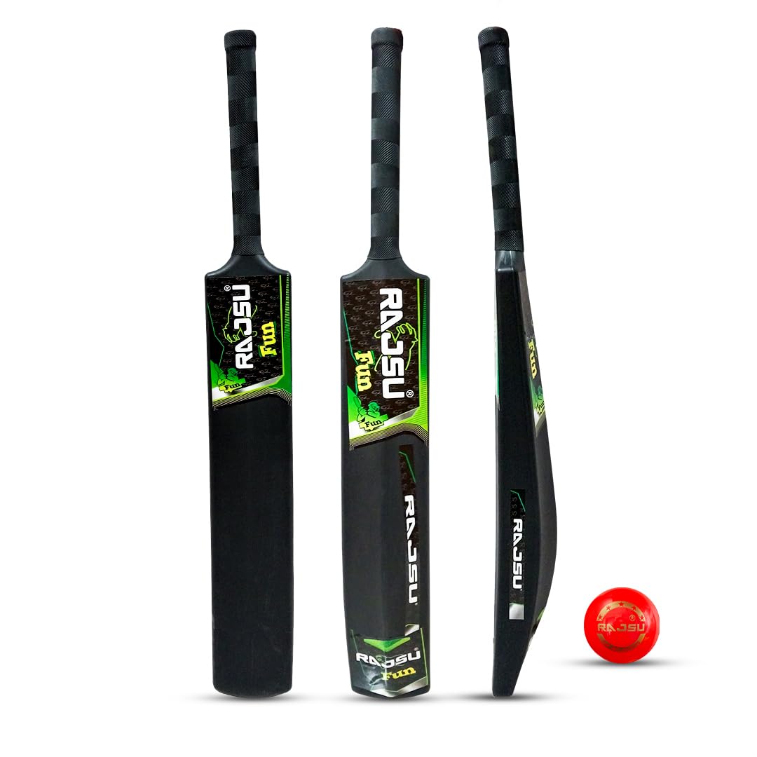 RAJSU- 34 Inches Plastic Cricket Bat with Cover and Wind Ball | Cricket Bat Full Size for All Age Groups | Color: Black-picture-31