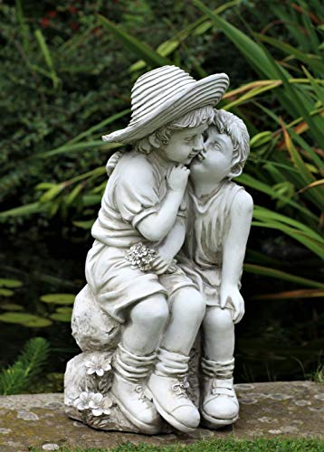 Garden Ornament Outdoor Waterproof Large Stone Effect Ornaments Hand Crafted Lawn Statue and Sculpture Home and Garden Antique Decor Kissing Cherubs
