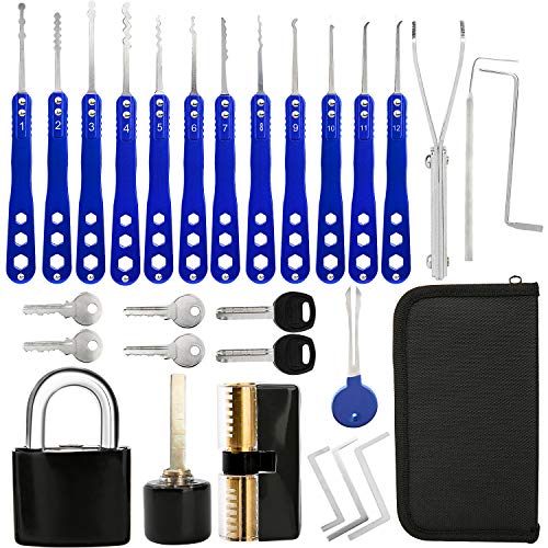 Luxebell Lock Picking, 33 PCs Dietrich Set mit 3 transparenten Übungsschlössern bieten 4 Schwierigkeitsstufen für Anfänger und Schlosserausbildung - Image 8