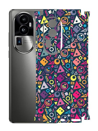 Image of AtOdds - Compatible for Oppo Reno 10 PRO Plus (5G) Mobile Back Skin Sticker - Lamination - Rear Screen Guard Protector Film Wrap (Coverage - Back+Camera+Sides) (Design - Shapes Graffiti)