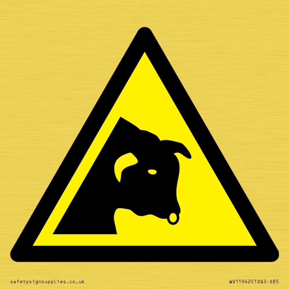 W034 Warning: Bull Sign - 85x85mm - S85