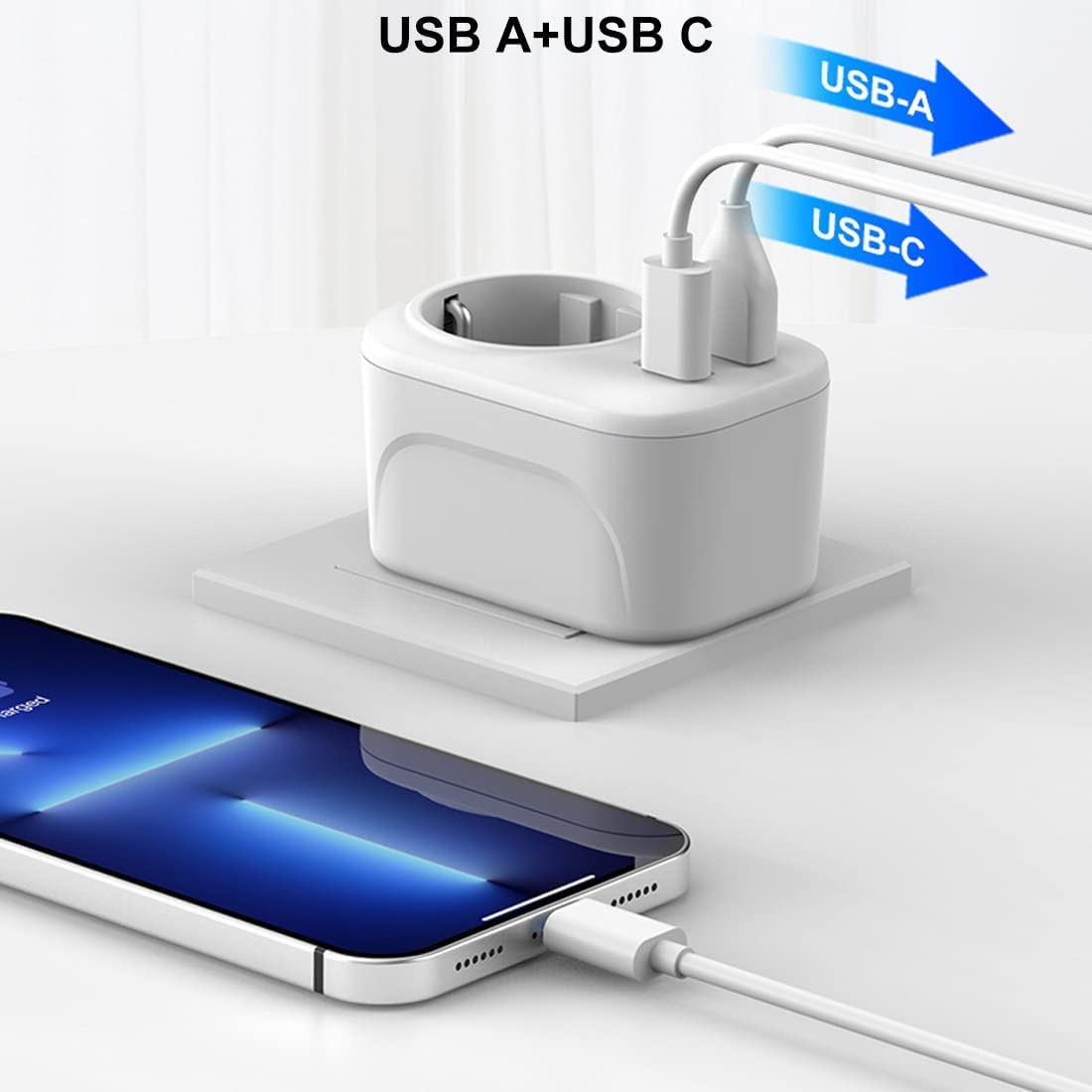 Superpow Adattatore Presa da Viaggio, Adattatore Spina Americana, Presa AC Internazionale Adattatore Universale da Viaggio con 1 USB e 1 Type-C, Adattatore per USA Canada Messico Thailandia, tipo B
